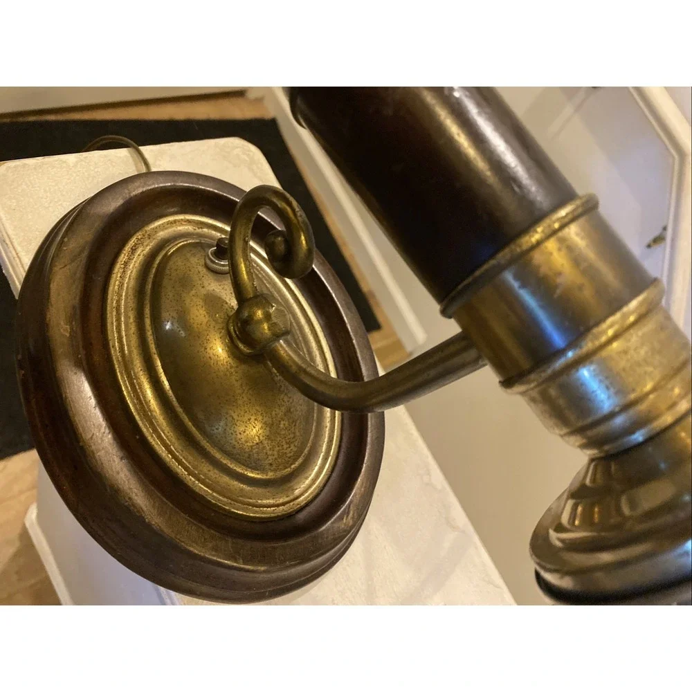 Vintage Knob Creek Brass Wood Wall Sconce Lamp